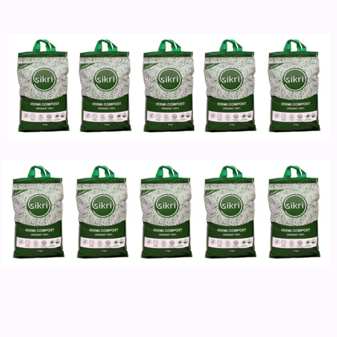 Set of 10 - Sikri Organic Vermicompost for plants growth - 10 KG