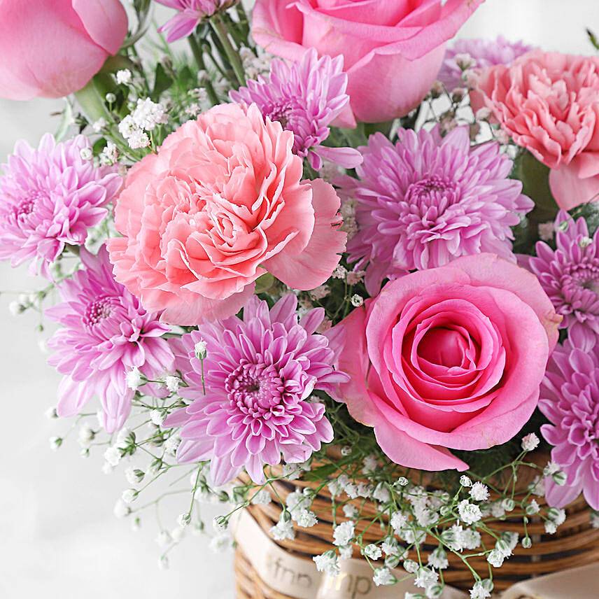 Hues of Nature Carnations & Roses Basket