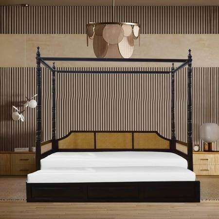 Aminos Solid Wood Non Storage Bed In Walnut Finish