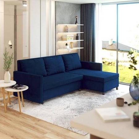 Wego 3 LHS Sofa cum Bed with Storage in Navy Blue Colour