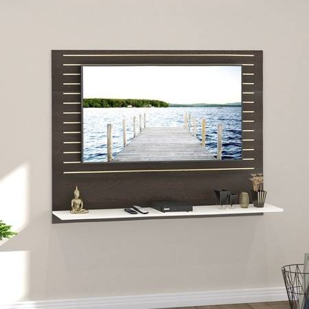 BLUEWUD Reyloye Standard Engineering Wood Wall Mount TV Entertainment Unit Set Top Box Stand/TV Cabinet Panel with Shelves for Books & Dï¿½cor Display Unit Bed Living Room Upto 50"(Wenge & White)