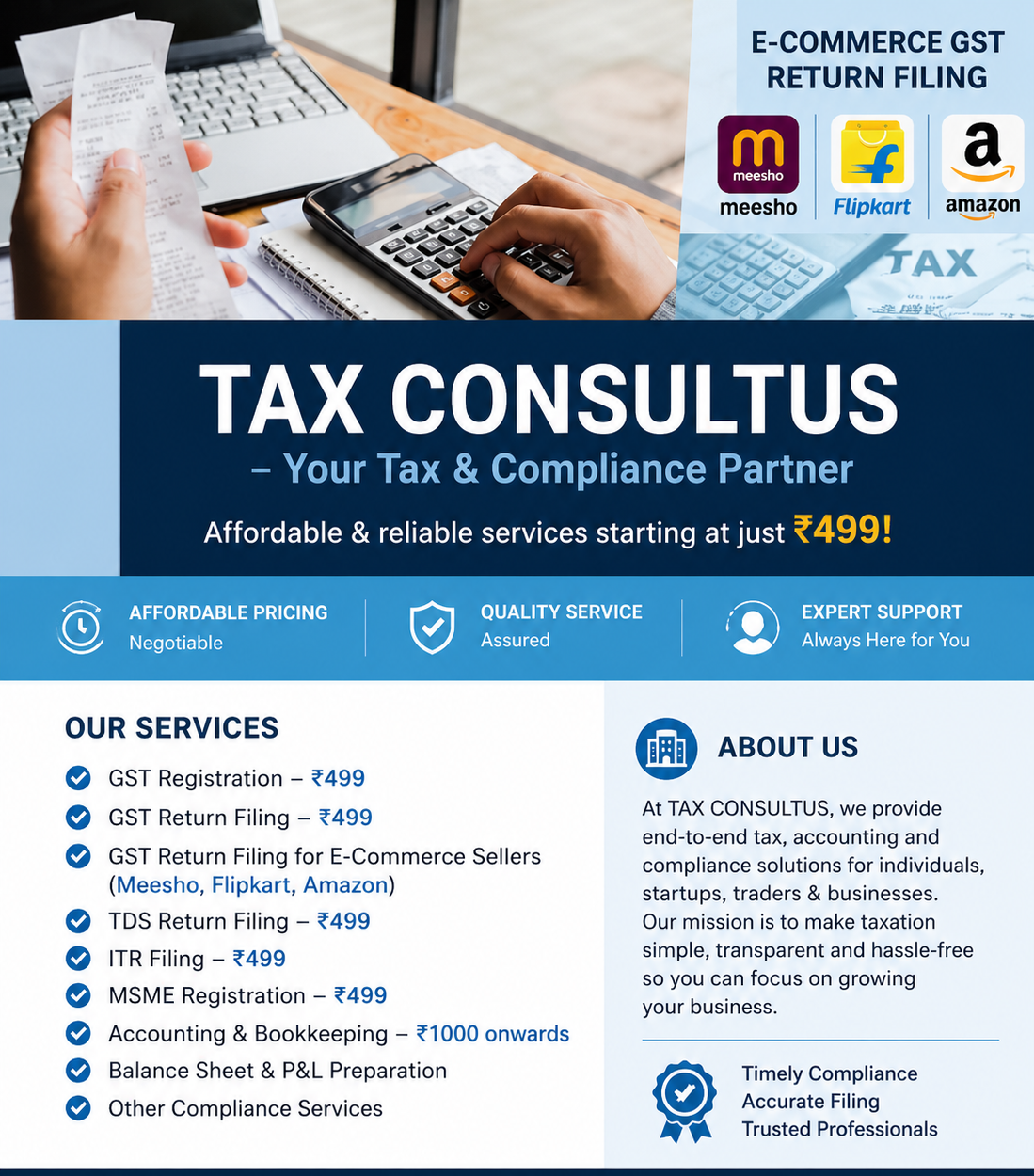 GST, TDS and Income Tax Return filing & Accounting Services-Tax Consultus