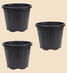(Set of 3) 8 inch black plastic pots