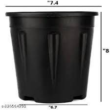 (Set of 3) 8 inch black plastic pots