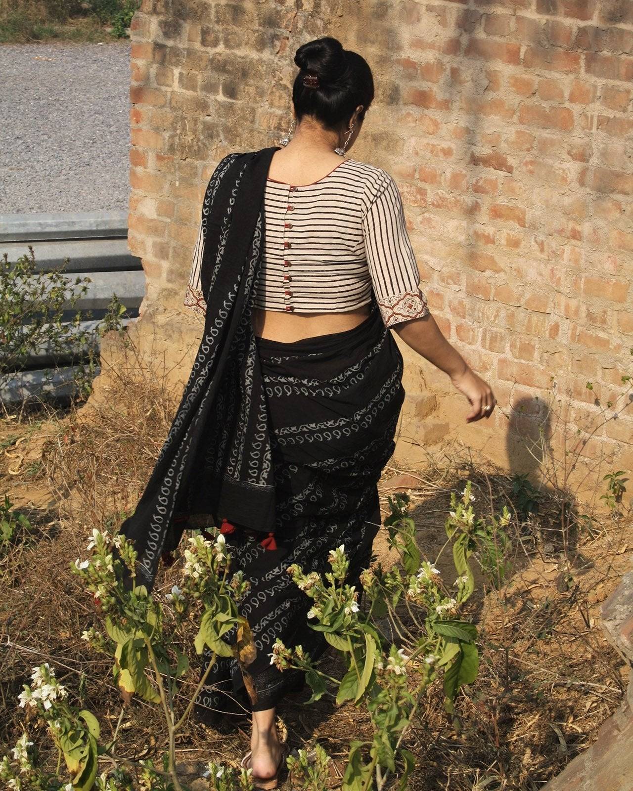 Black Belle Handblockprinted Cotton Saree