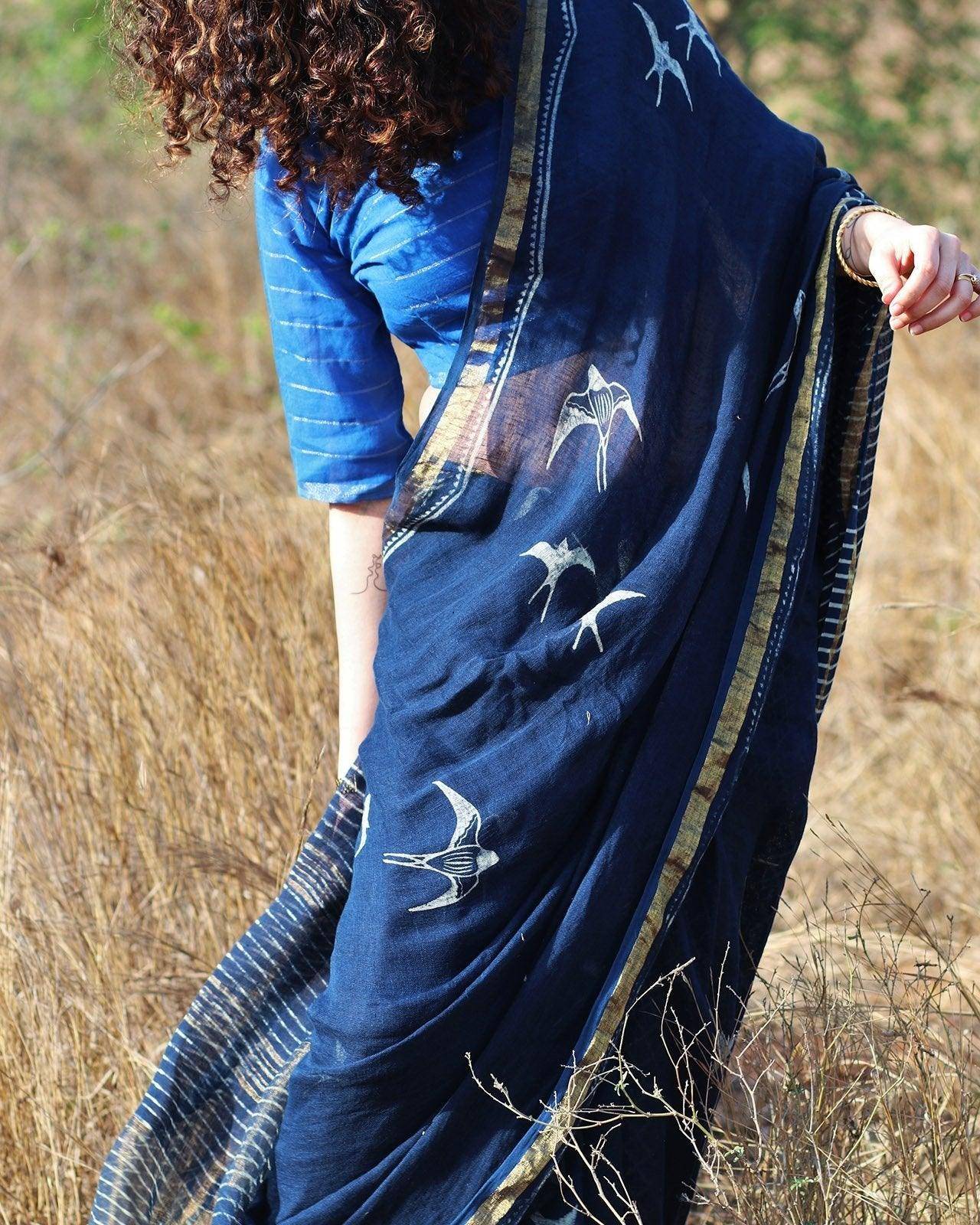 Fly On Handwoven Linen Saree