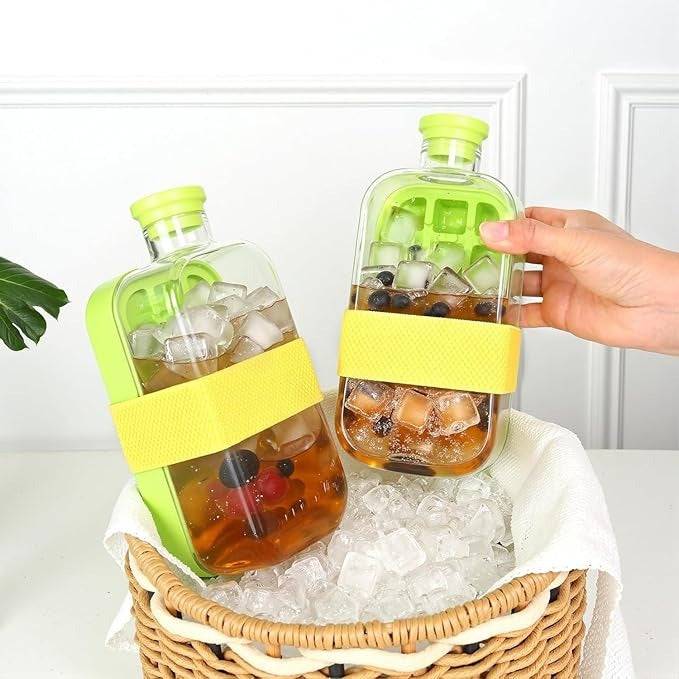 Ice Cube Bottle 800ml – 2-in-1 Ice Cube Tray & Water Bottle with Straw (Random Color-Pack of 1) Buy @ ₹349