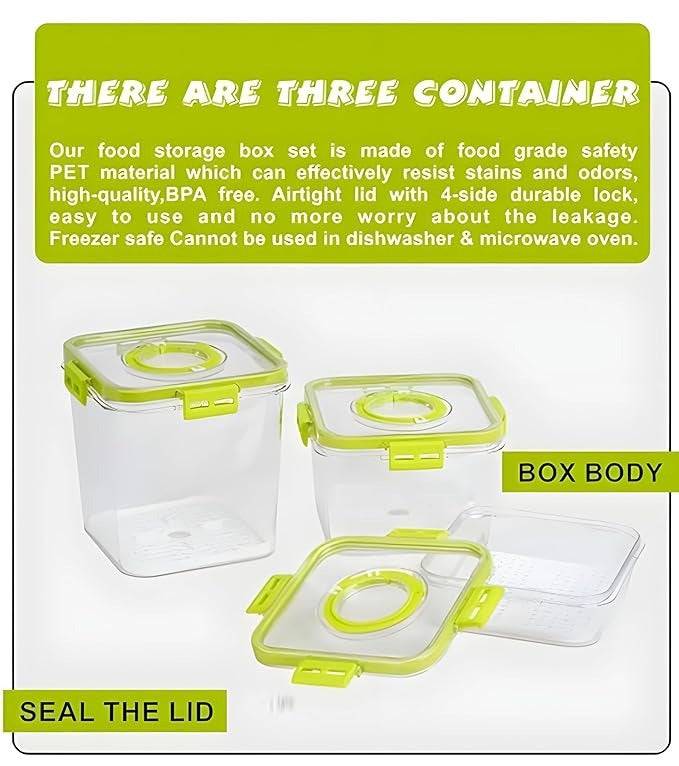 Air Tight BPA-Free Plastic Food Storage Containers – Pack of 3 with Time-Keeping Lids for Kitchen & Pantry Buy @ ₹599