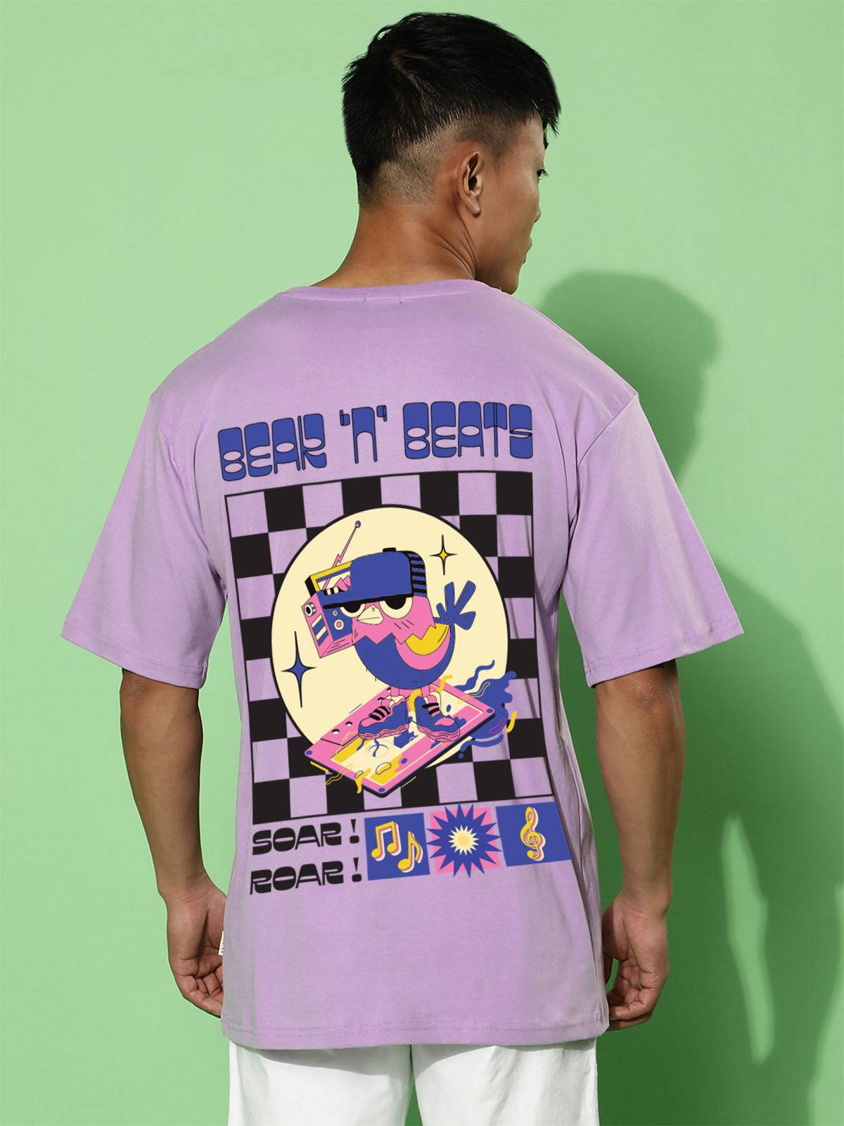 Sour Roar Lilac Oversized Printed T-shirt