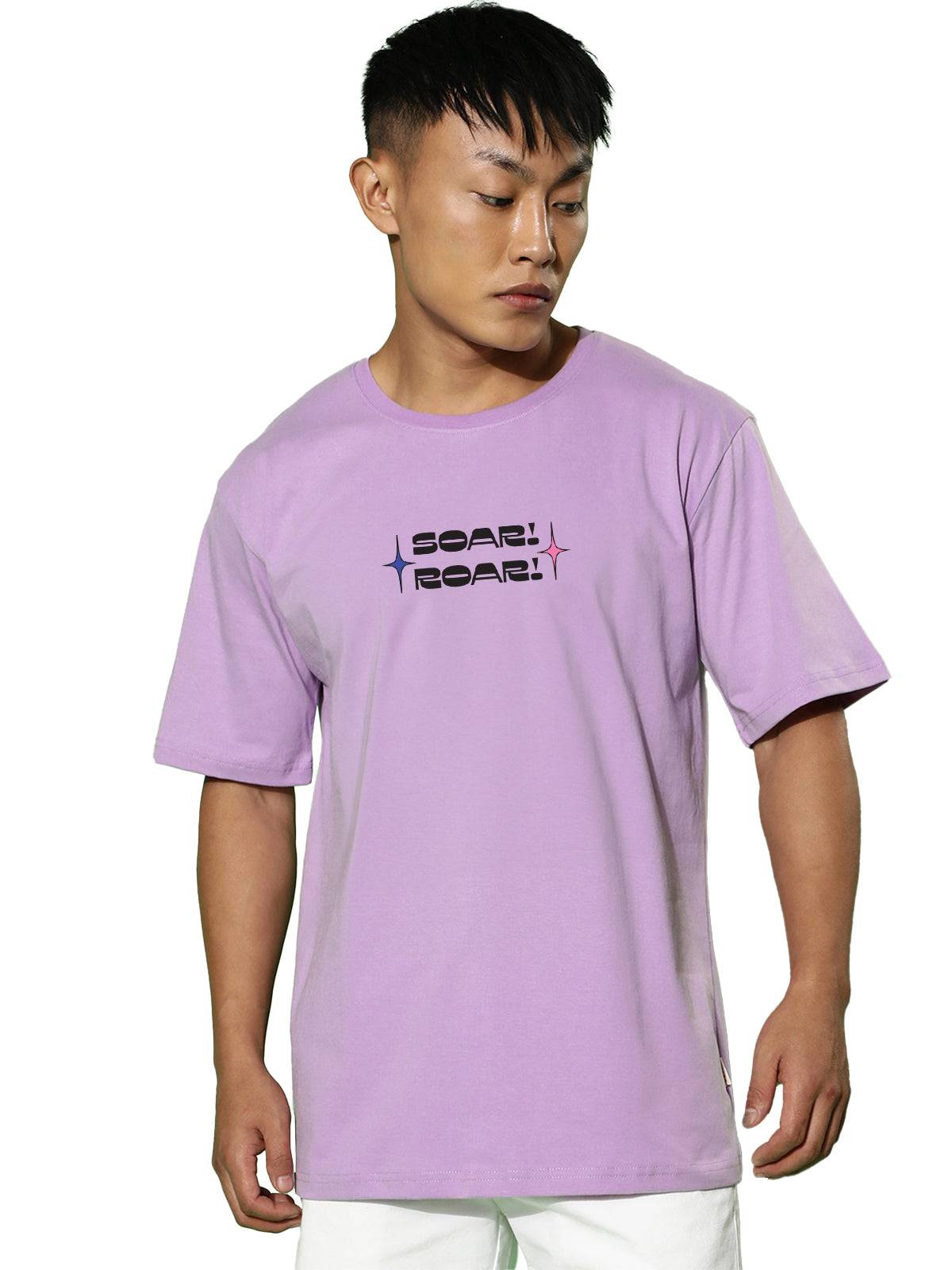 Sour Roar Lilac Oversized Printed T-shirt
