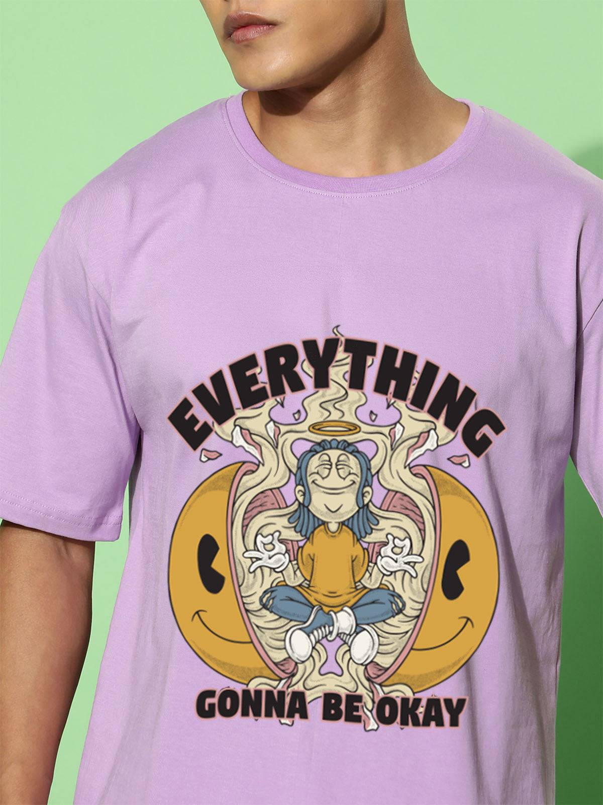Everything Gonna Be Okay Lilac Oversized Printed T-shirt