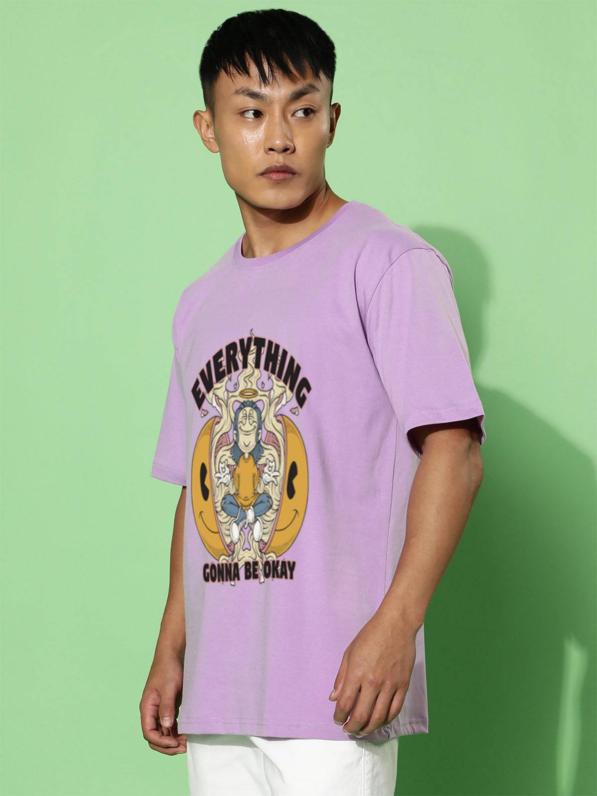 Everything Gonna Be Okay Lilac Oversized Printed T-shirt