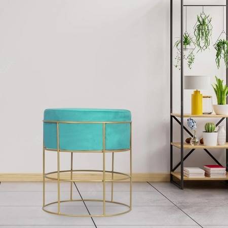 Orion Solid Wood  Ottomon in  Blue Colour