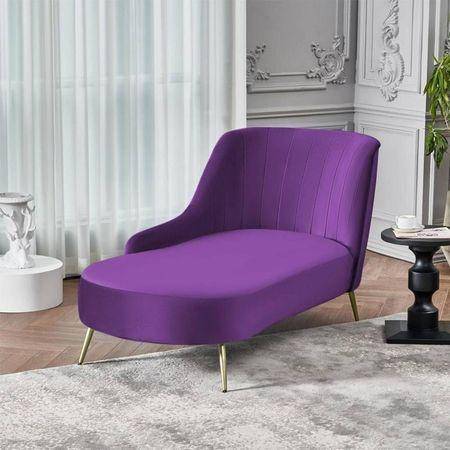 Henz Velvet Chaise Launger in Purple Colour