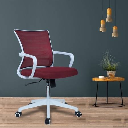 Iinea Mid Back Ergonomic Chair in Maroon Colour