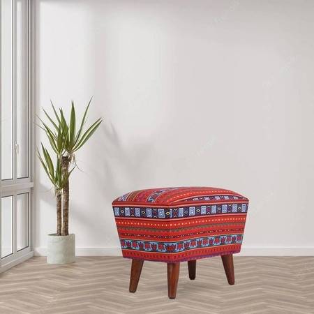 Emmett Solid Wood  Ottomon in  Multicolor Colour
