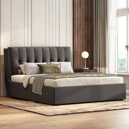 Bornholm Upholstered Storage Bed In Hydraulic in Queen Size with Urban Grey Colour