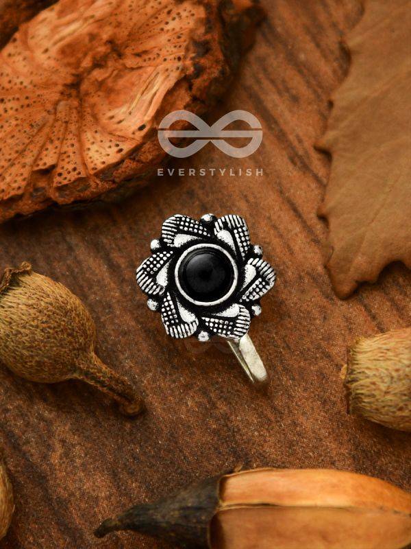 The Aztec Florals - Non-pierced Statement Nosepin (Onyx Black)