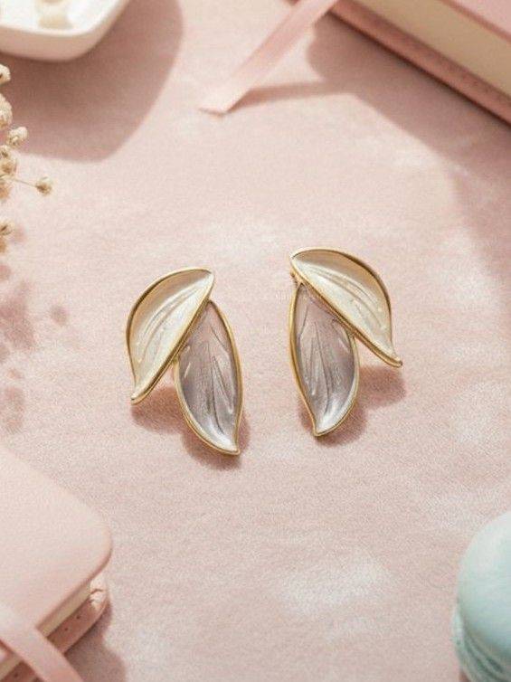 PETALS PANACHE- GOLDEN ENAMELLED EARRINGS (SKY BLUE)