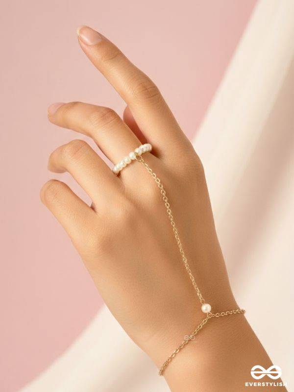 Pearl Around- Hand Harness Golden Pearl Bracelet