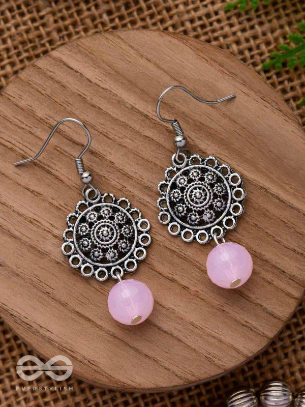 BLUSH BLOSSOMS - OXIDISED JHUMKA EARRINGS