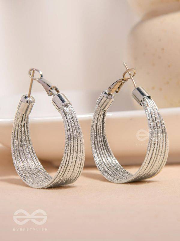 Spiral Strands - Statement Silver Hoop Earrings