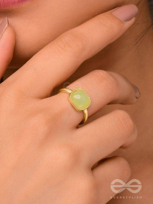 Lime Lush - Statement Golden Embellished Ring