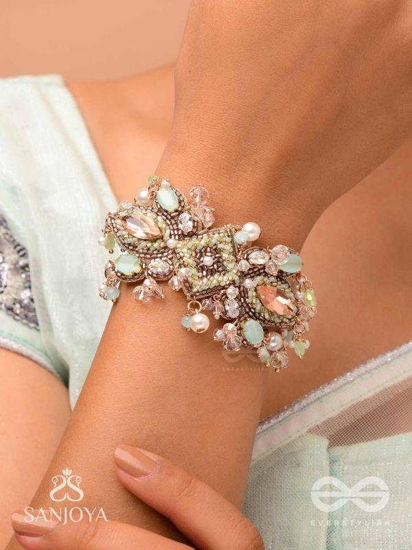 Maṇisutram-String of Gems-Regal Bracelet featuring pastel Stones & Beads.