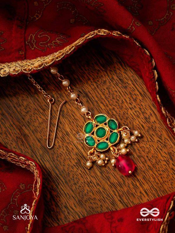 ANURAGA - LOVE’S EMBRACE - HERITAGE-INSPIRED KUNDAN POLKI MAANGTIKA WITH DAINTY BEADED DROPS