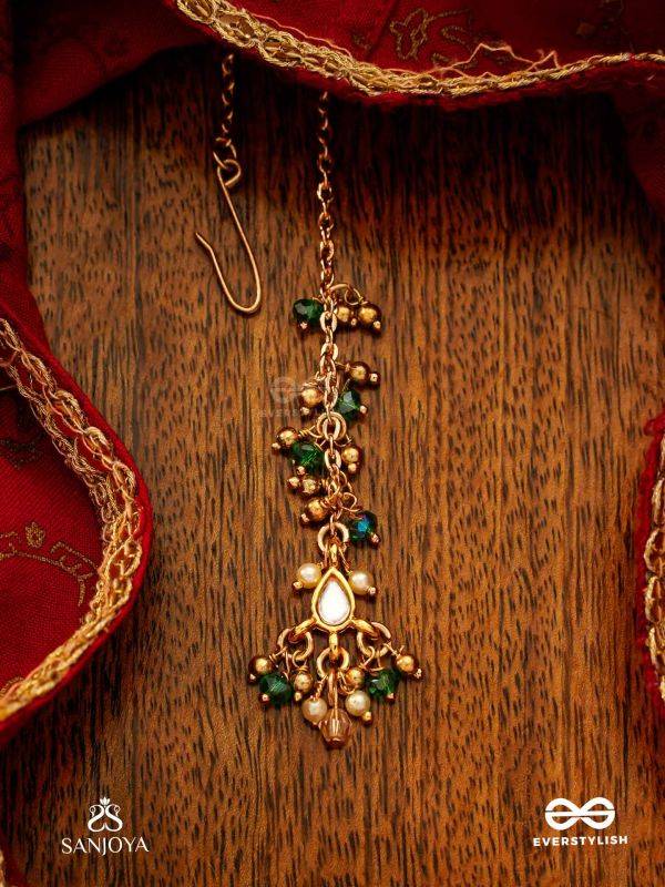 VARSHALEKHA - RAINFALL STROKES - ROYAL HERITAGE MULTI-STRAND KUNDAN MAANGTIKA WITH PEARL STRINGS AND POLKI DROPS