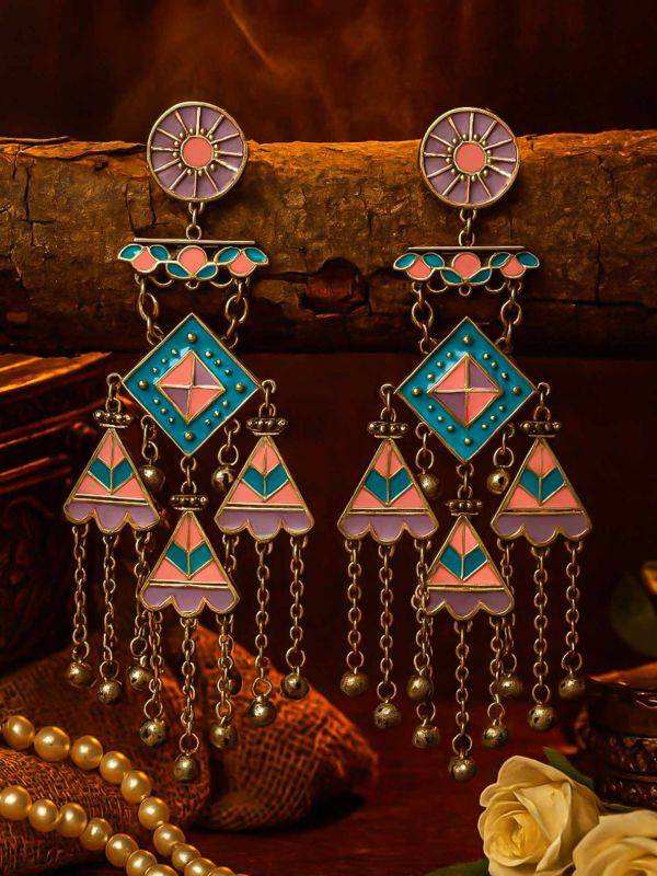 PASTEL PARADE - GEOMETRIC ENAMELLED DANGLE EARRING