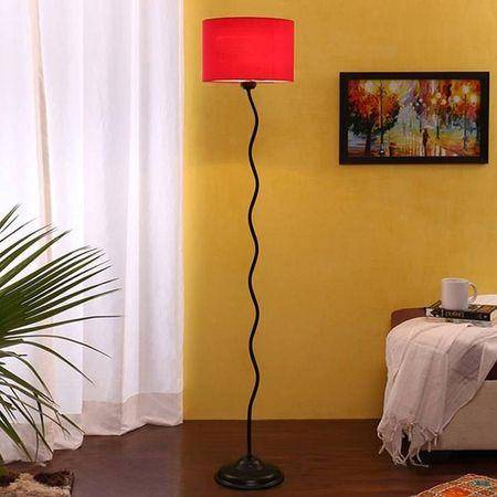 Andre Black Cotton Shade Floor Lamp