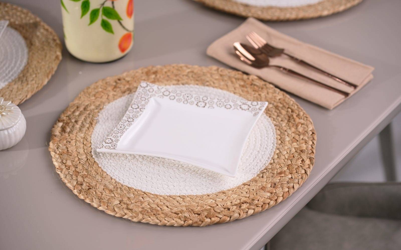 Royaloak Boho Jute Placemat Pack of 4 White