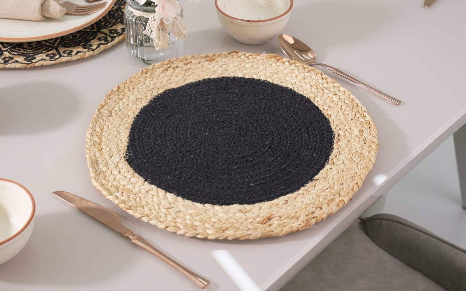 Royaloak Boho Jute Placemat Pack of 4 Black