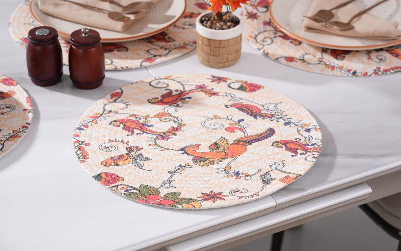 Royaloak Rio Cotton Printed Placemat Tangelo Pack of 4