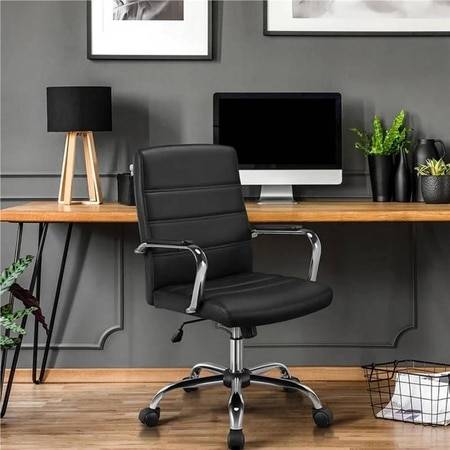 Wanetta Leatherette Swivel Study Chair in Black Colour