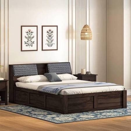Jennings Queen Size Box Storage Bed in American Walnut Finish
