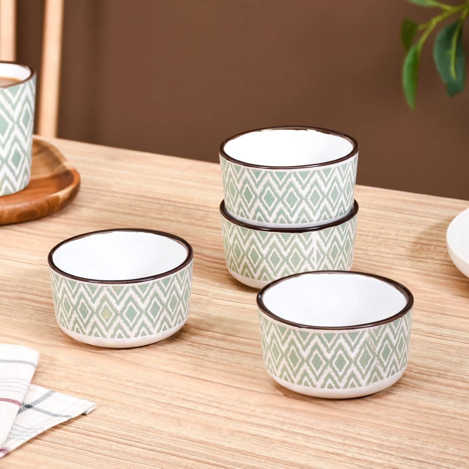 Kaleido Small Bowls For Snacks Set Of 4 Green 200ml buy only at ₹625