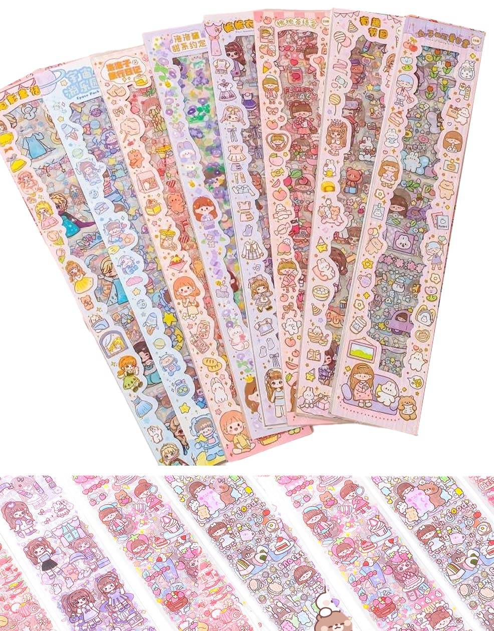 Cute Cartoon Washi Stickers – 40x8 cm Sheets Buy @ ₹149