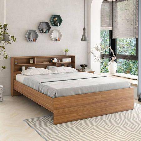Knox Engineered Wood King Size Non Storage Bed In Exotic Teak Finish