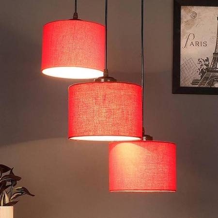 Emanuel Red Fabric Cluster Hanging Light