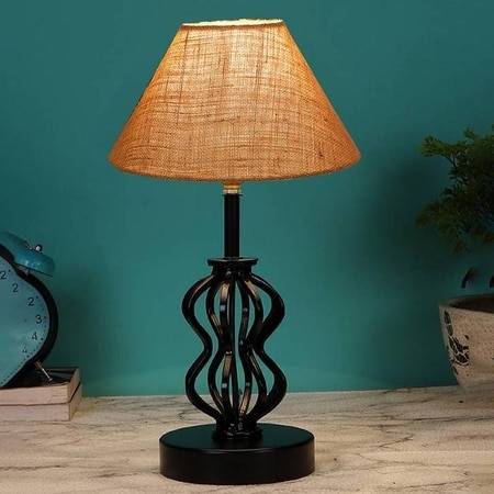 Kaylani Beige Jute Table lamp with Iron Base