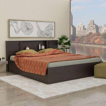 Idyia Solid Wood King Size Drawer Storage Bed In Melamine Finish