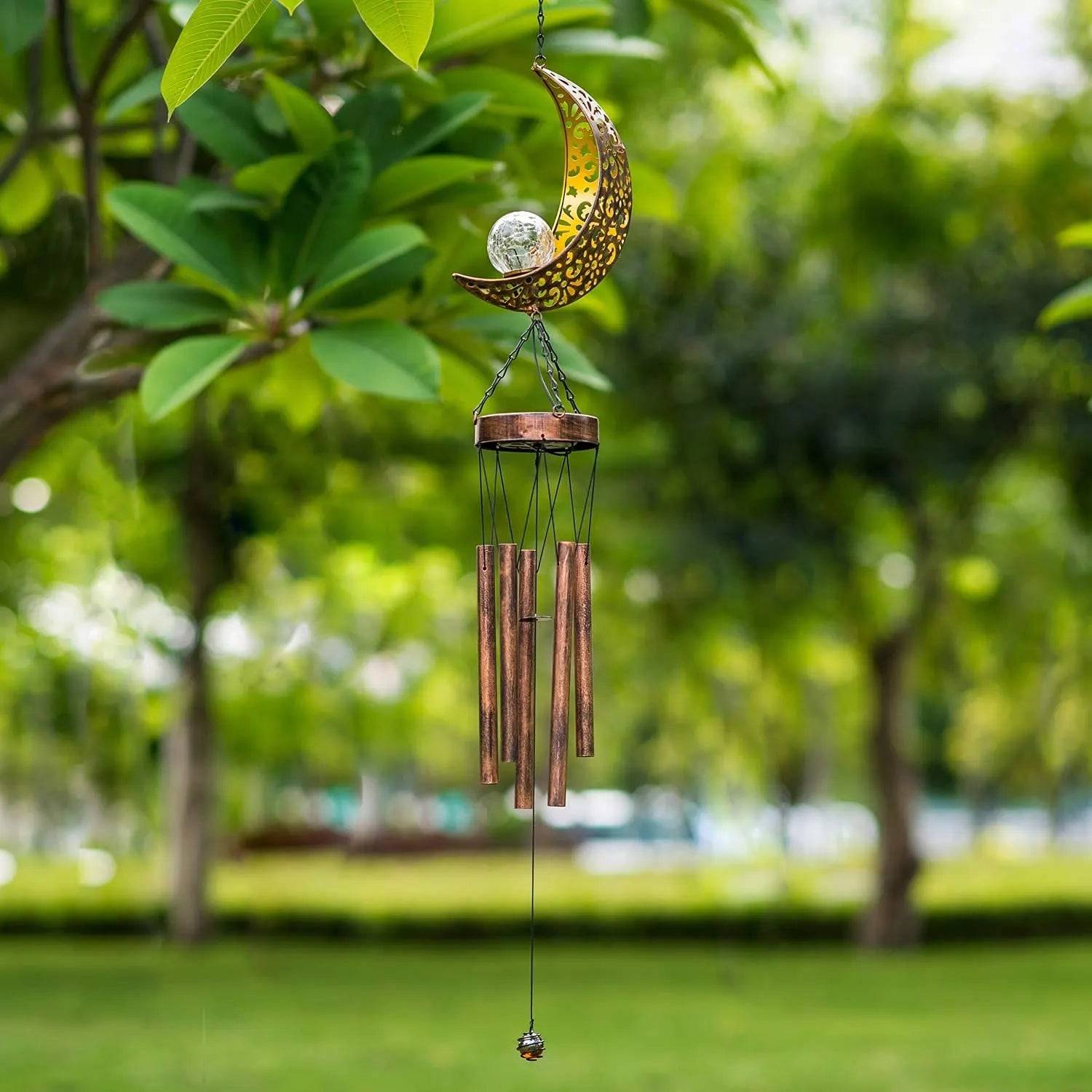 Solar Outdoor Crescent Moon Wind Chime – LED Lighted Garden Hanging Decoration for Home, Balcony & Patio Buy @ ₹699