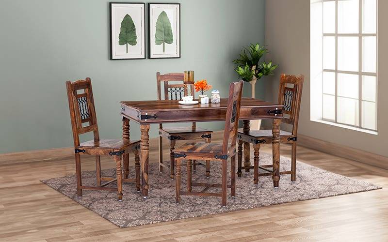 Royaloak Hilton Wooden Dining Table 4 Seater Set