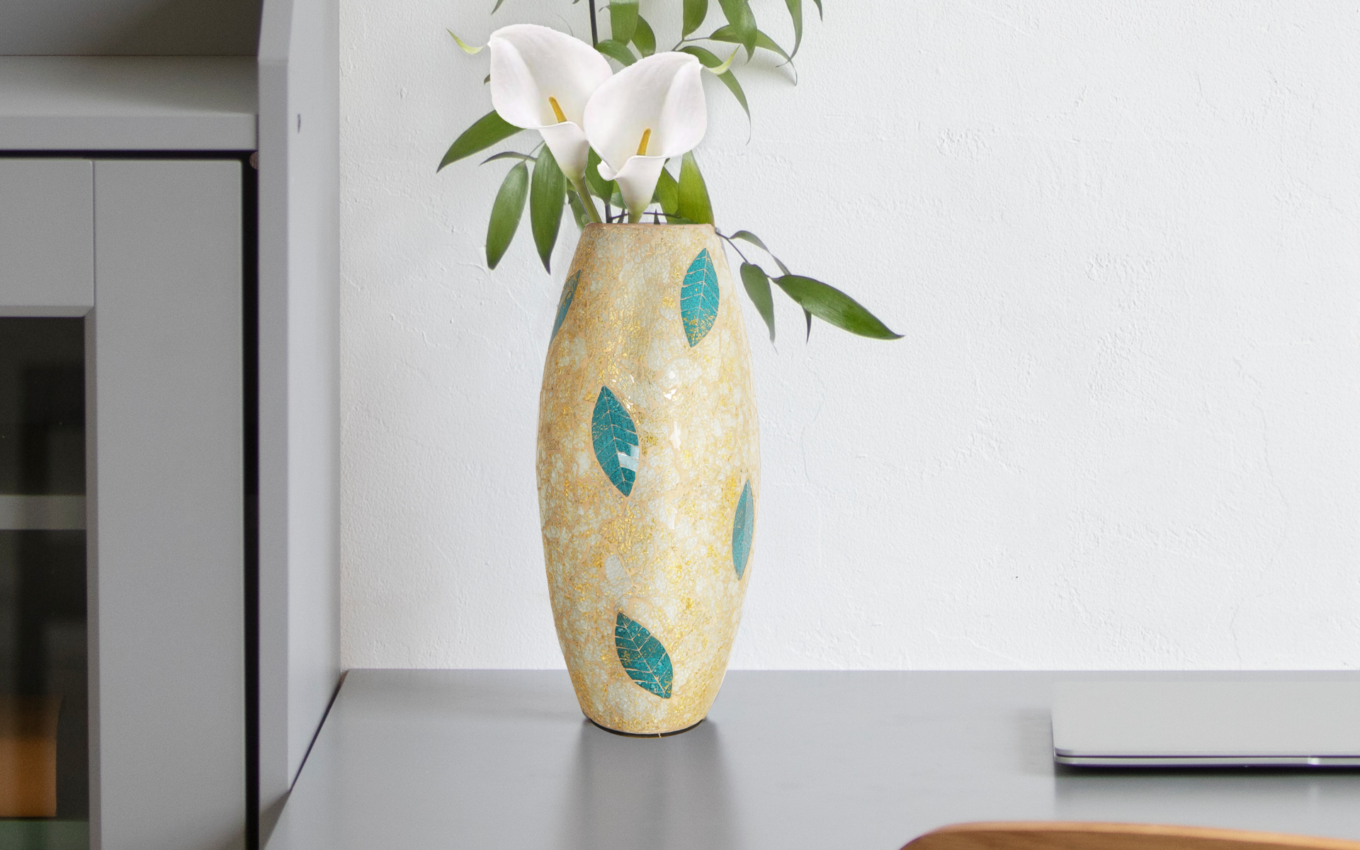 Royaloak Mosaic Flower Vase - Gold & Blue