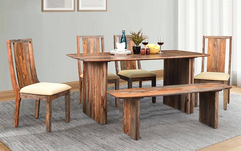 Royaloak Amber Wooden 6 Seater Dining Table set