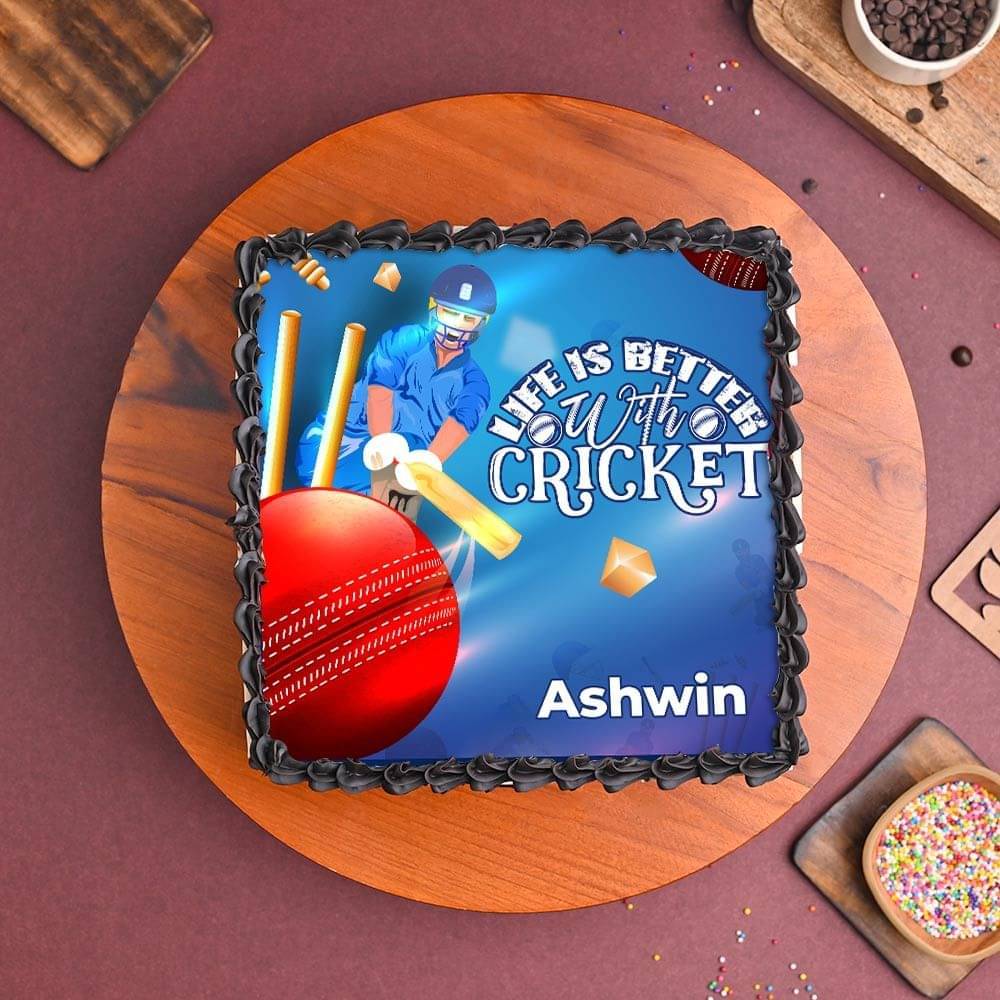 Life Is Better with Cricket Photo Cake