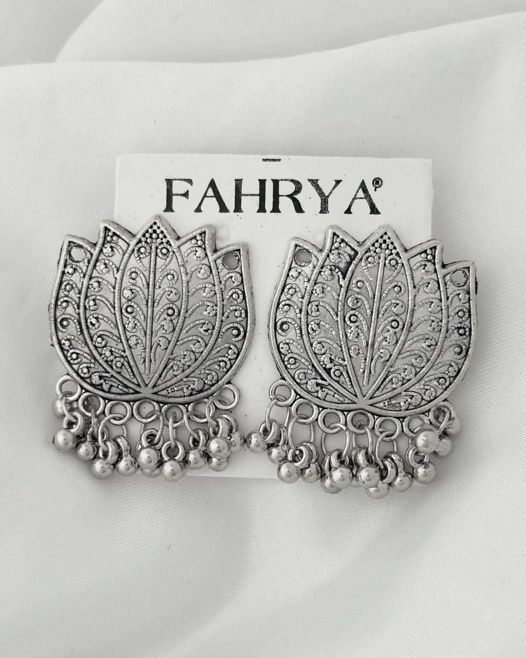 Lotus Oxidized Earrings buy only at ₹99