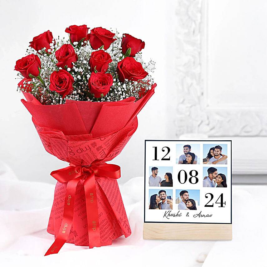Love Infused Rose Bouquet & Personalised Couple Frame